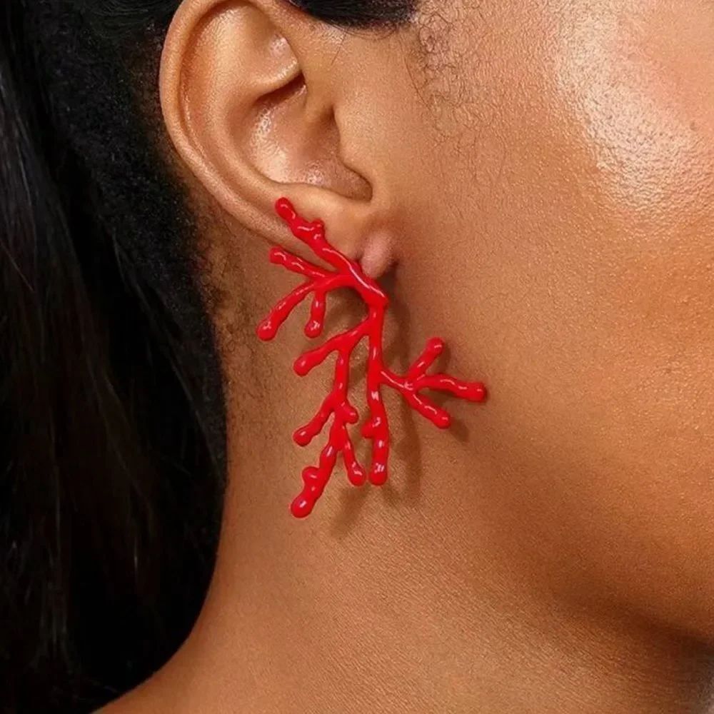Red shell Earrings A1254